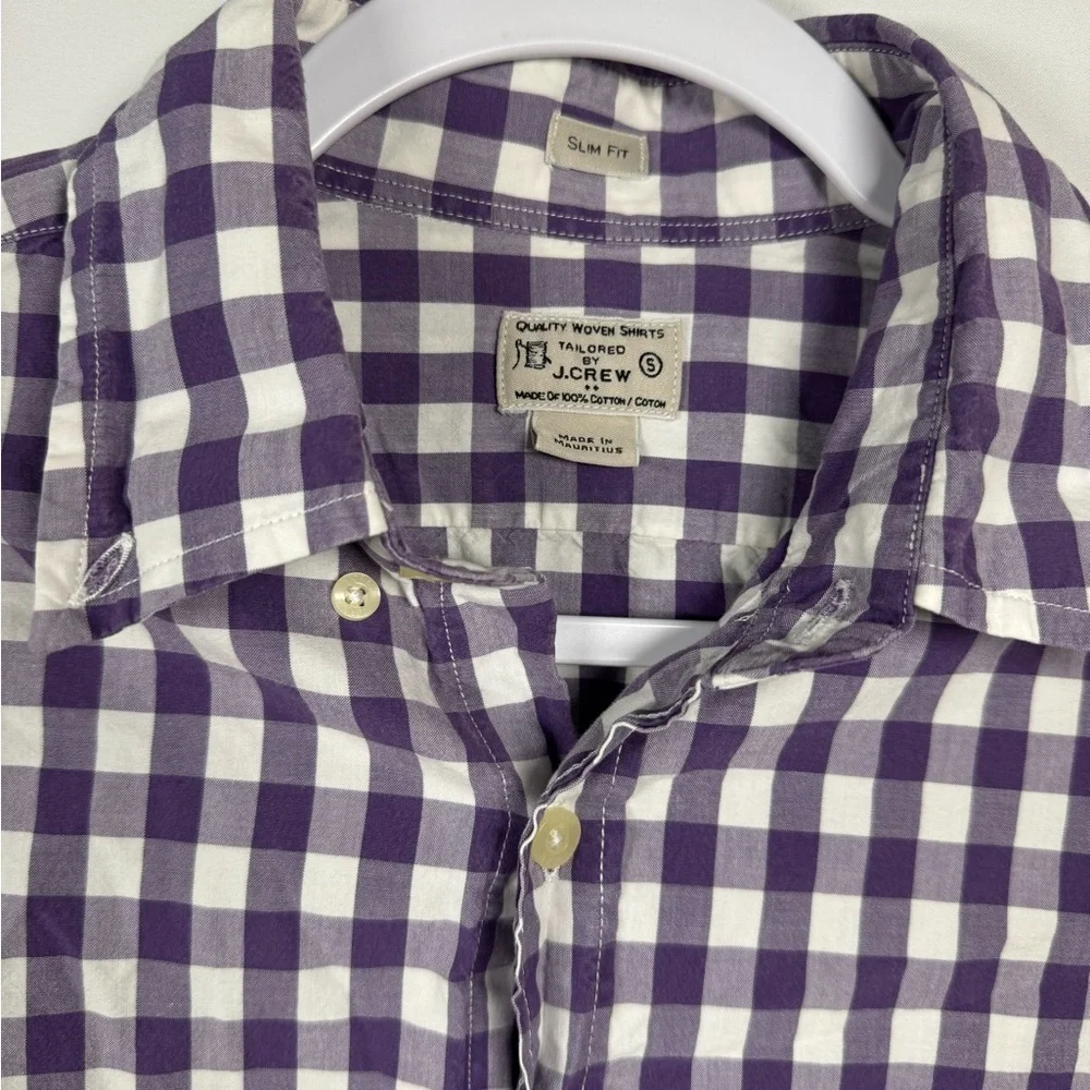 J.Crew Slim Fit Purple & White Checkered Long Sleeve Button Up Shirt S